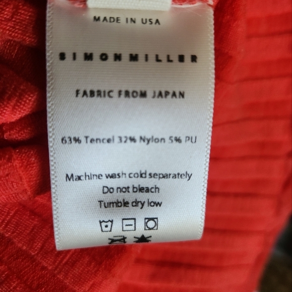 Simon Miller Midi Ribbed Knit Fitted Long Sleeve Orange Red Dress SZ 0 - Picture 6 of 7